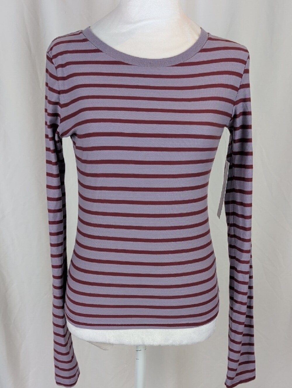 BDG Urban Outfitters Striped Long Sleeve Tee Top Lavender Purple NWT XS